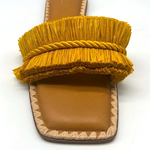 Antonio Melani - The Nat Note Braided Raffia Yellow Flat Slide On Sandal Size 10 - Picture 5 of 16
